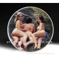 10" round white porcelain decorative dish with cheeky pictures for home decoration